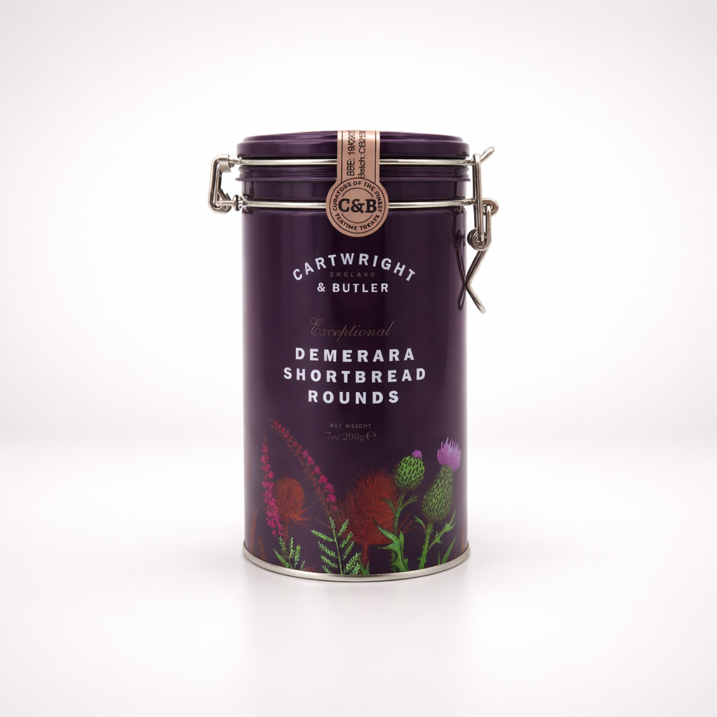 Demerara shortbread rounds in tin 200g